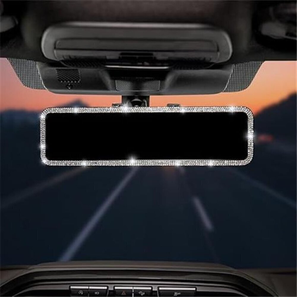 Bling Car Rear View Mirror Universal 11.81 Inch Panoramic Rearview Mirror - Picture 7 of 7